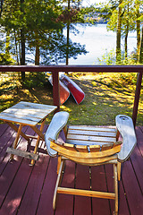 Image showing Chair on cottage deck