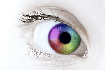 Image showing Rainbow eye closeup