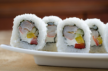 Image showing shrimp sushi roll