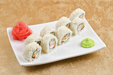 Image showing shrimp sushi roll