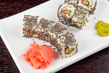 Image showing Sushi with sesame