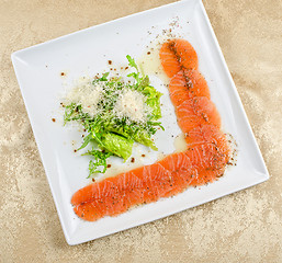 Image showing Fish Carpaccio with salad