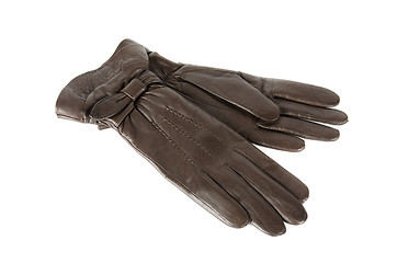 Image showing brown female leather gloves
