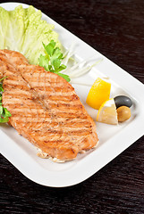 Image showing Grilled salmon steak