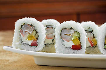 Image showing shrimp sushi roll