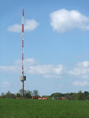 Image showing radio tower in rural surrounding