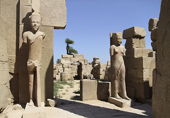 Image showing statues around Precinct of Amun-Re