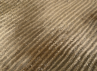 Image showing drilled lines in brown sand surface