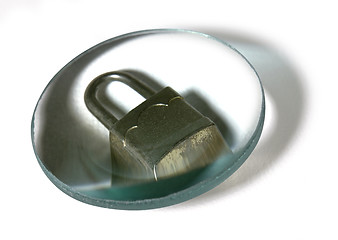 Image showing padlock under optical lens