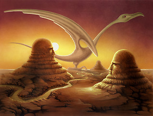 Image showing Surreal Landscape with Stone Sculptures