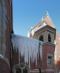 Image showing icicles on a church