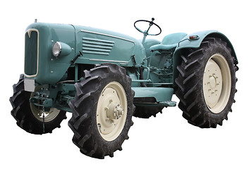 Image showing nostalgic tractor in white back