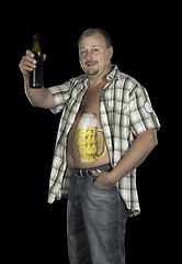 Image showing Bodypainting with beer belly