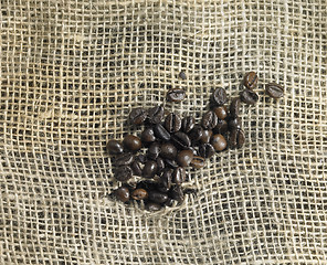 Image showing coffee beans in jute fabrics back