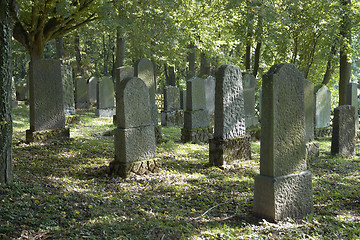 Image showing old gravestones backside