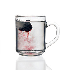 Image showing glass teacup with tea bag