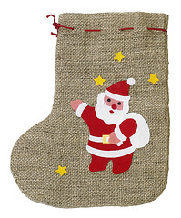 Image showing decorative christmas sock with Santa Claus