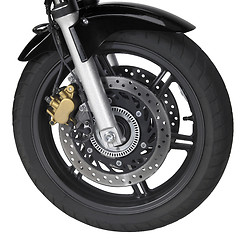 Image showing motorbike front wheel