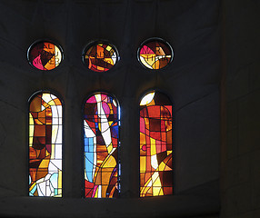 Image showing colorful windows inside Sagrada Familia