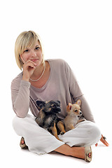 Image showing girl and chihuahuas