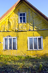 Image showing rural living homestead yellow wall house window 