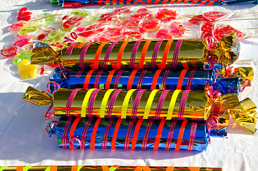 Image showing Closeup colorful candy sold street fair trade 
