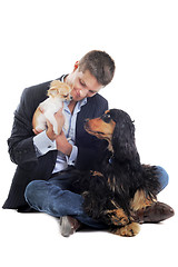 Image showing man and dogs