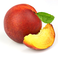 Image showing Sweet peach with slice