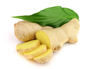 Image showing Ginger with leaves