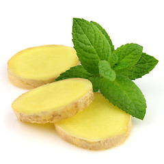Image showing Ginger slice with mint