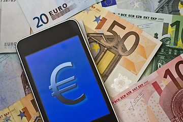 Image showing euro symbol on handheld