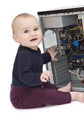 Image showing young child with open computer