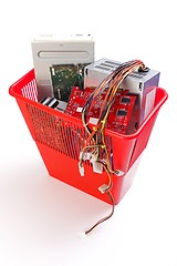 Image showing Old electronics devices in garbage