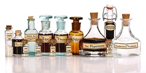 Image showing Various mother tinctures of homeopathic medicine