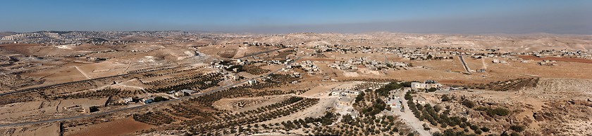 Image showing Arab villages in desert around Herodion near Bethlehem