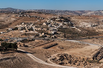 Image showing Excavations and Arab village at the place of ancient King Herod palace in Herodion