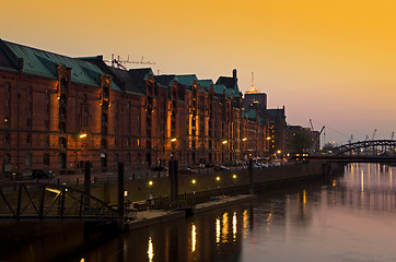 Image showing speicherstadt sunset