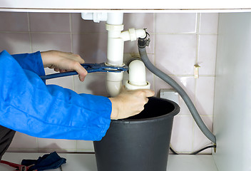 Image showing plumber drain pipes