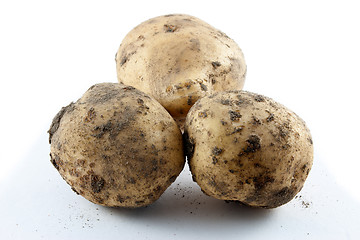 Image showing dirty new potatoes