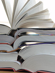 Image showing Big stack of books