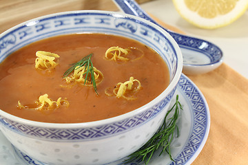 Image showing Asian fresh Lobster Bisque