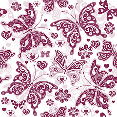 Image showing Floral purple valentine pattern