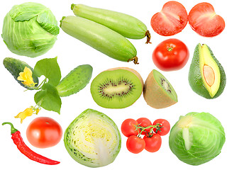 Image showing Set of fresh fruits and vegetables