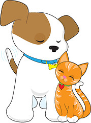 Image showing Cute Puppy and Cat