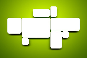 Image showing blank images on green wall