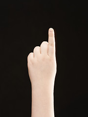 Image showing Childs hand with index finger pointing
