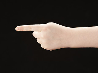 Image showing Childs hand with index finger pointing