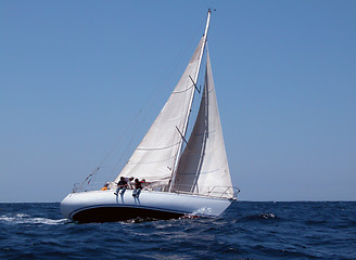 Image showing sailing in regatta with strong wind