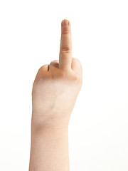 Image showing Flipping the bird - childs hand