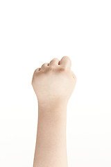Image showing Clenched fist shown by childs hand